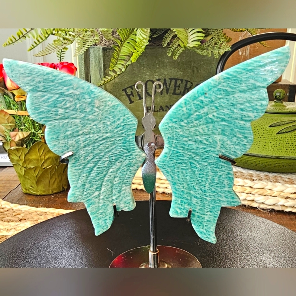 Beautiful Amazonite Crystal Butterfly Wings 5.2" X 5.0"